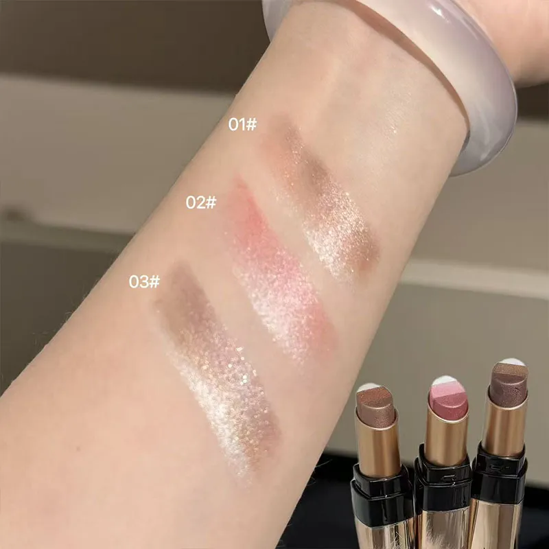 3 Colors Eyeshadow Stick Shimmer Glitter Cream Eye Shadow Waterproof Lasting High Pigmented Metallic Eyeshadow Pencil Makeup — image 5