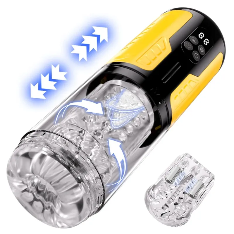 Masturbador masculino automático rotação telescópica homem masturbação copo lcd simulação digital boquete masturbador brinquedo sexual para homem — image 9
