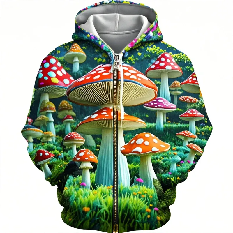 Cogumelo 3D Impressão Zipper Hoodie Homens Mulheres Casual Moda Moletom Com Capuz Masculino Oversized Agasalho Hoodies Homem Casaco Roupas — image 17