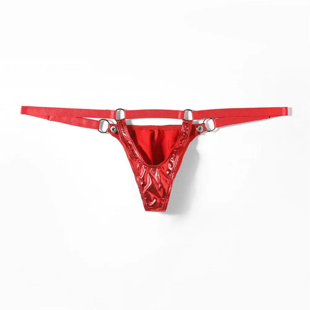 1pc Mannen Lakleer G-String Sexy Thong V-back Lage Ring Rise T-back Ardennen Pouch Lingerie ondergoed Gay Sissy Hot Clubwear — image 2