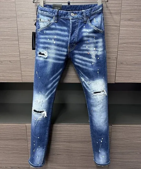 D2 Heren Jeans Denim Broek Gat Slanke Kokerbroek Metalen Knopen Feest Klassiekers Modieus Zwart DSQ2 JENAS — image 18