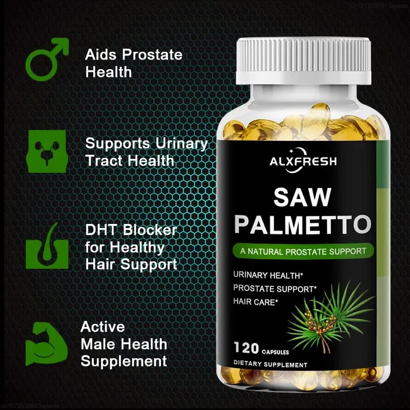 L'estratto naturale di saw palmetto Alxfresh per la salute della prostata supporta le capsule per la crescita della prostata e dei capelli per uomini e donne — image 4