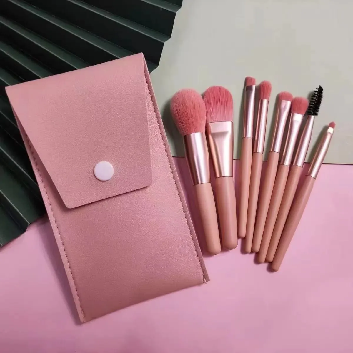 Mini 8pcs Macaron Makeup Brushes Soft Fluffy Travel Cosmetic Kit For Face Eyes Blending Blush Foundation — image 3