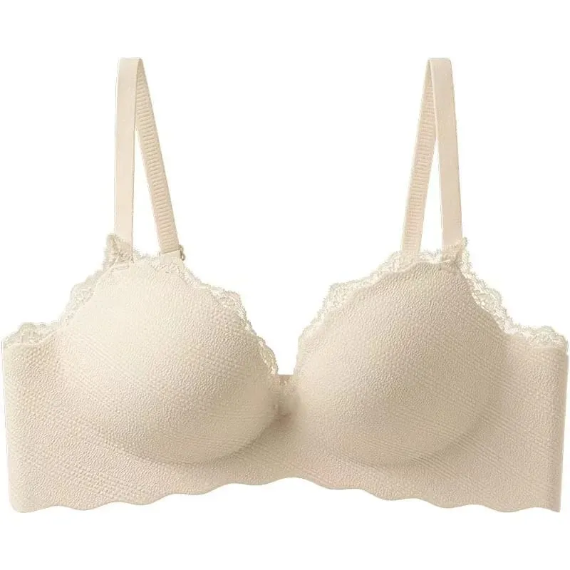 2025 Fashion Lace Thickened One-piece Seamless Push Up Lingerie Small Breast Gathering Comfortable Bra For Women