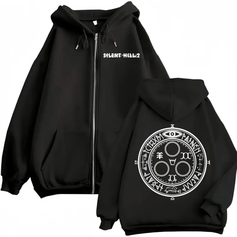Limited Silent Hill 2 Game Print Zipper Hoodies Moda de alta qualidade Zip Up Pullovers Homens Mulheres Casual Moletons de Manga Longa