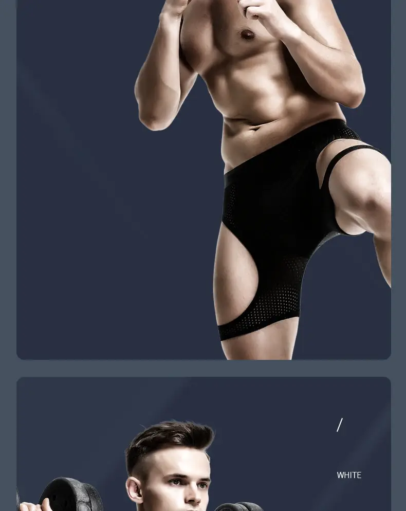 Roupa interior esportiva masculina de fitness gelo seda fina treinamento secagem rápida corrida estendida anti-desgaste perna não vestindo cuecas boxer — image 19