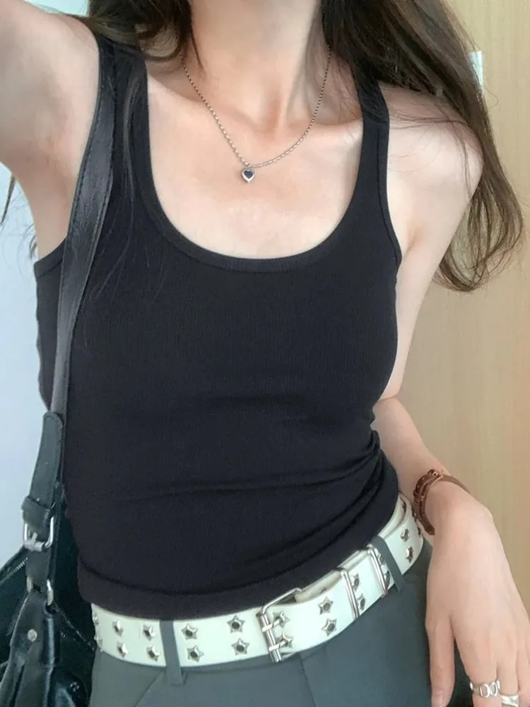 Zjaiss 2026 Summer Women Tank Top Slim Fit U-Neck Sleeveless Cami Top Trendy Solid Color Versatile Y2K Camisole for Outdoor Wear — image 6