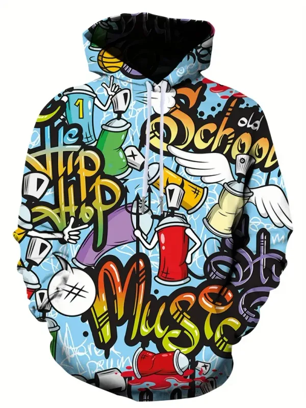 2024 novo masculino pintado graffiti fluxo impresso hoodie casual na moda manga longa esportes topo rua masculino padrão colorido hoodie — image 15