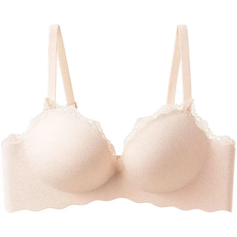 2025 Fashion Lace Thickened One-piece Seamless Push Up Lingerie Small Breast Gathering Comfortable Bra For Women — image 10