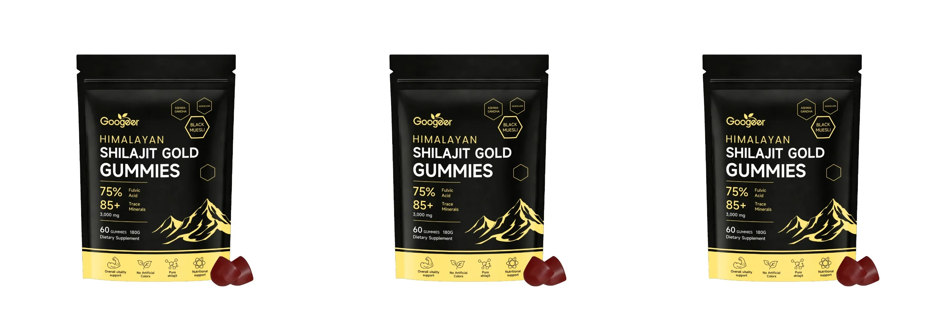 Himalayan Shilajit Gold 60 Gummies Minerals Formula suporta aumento de energia e vitalidade corporal Suplemento dietético nutricional natural — image 10