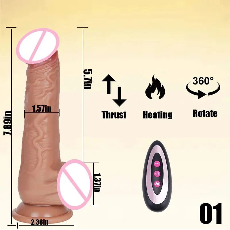 Thrusting Black Realistic Penis Dildo Male Dick Telescopic Rotating Heating G Spot Clitoral Anal Stimulation Vibrator Sex Toy — image 10