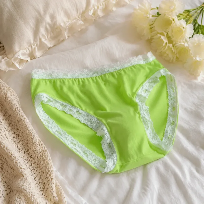 Breathable Ice Silk Men's Underwear Lingerie Low Waist Men's Lace Trim Briefs Panties U-Convex Pouch Brief Youth — image 2