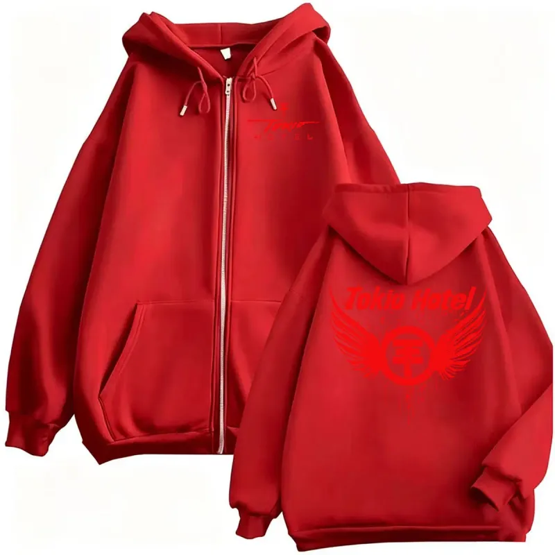 Tokio hotel banda música arena tour zíper hoodies masculino hip hop high street sweatshirts jaqueta casacos moda casual zip up hoodie