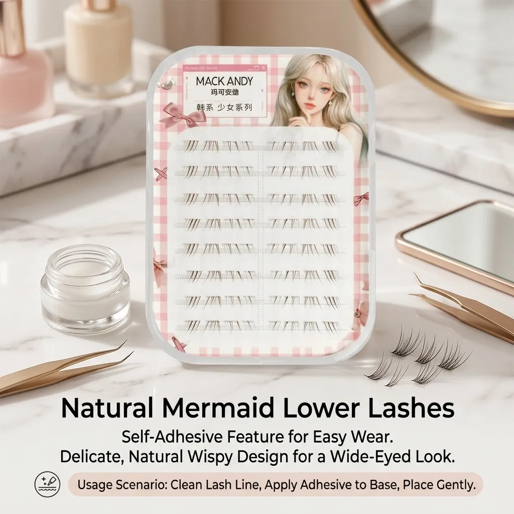 8 Rows Manga Wispy Lower Eyelashes Mermaid Style Lash Extensions Natural Look No Glue Needed Lashes For Perfect Eye Makeup Tools