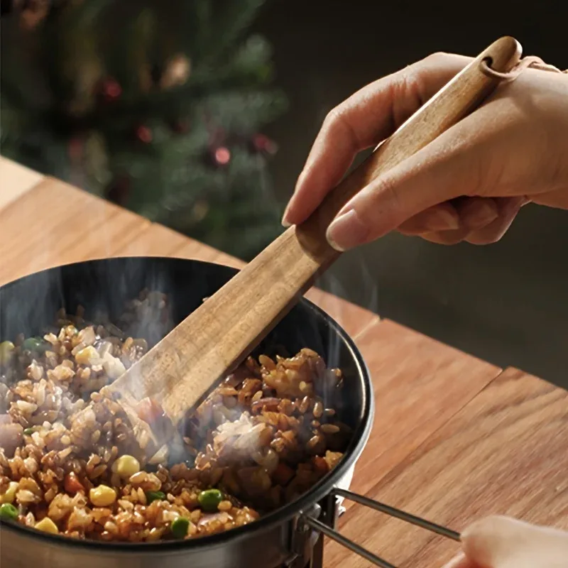 Teak Houten Spatel Kleine Keukenspatel voor Koken Eierpannenkoek Turner Outdoor Koken Spatel Gebruiksvoorwerpen Keuken Gereedschap — image 2