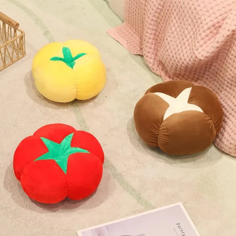 Kawaii Simülasyon Sebze Meyve Peluş Yastık Trabzon Hurması Shiitake Mantar Domates Yumuşak Dekor Yastık Yatak Odası Kanepe Hediye — image 3