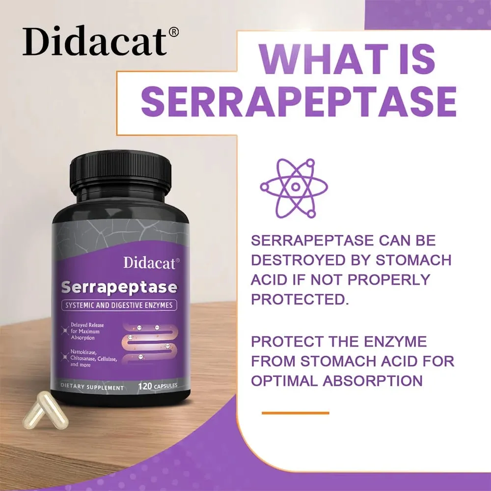 Serrapeptase 45 000 SPU Supports Sinus Health Joint Health Support Gut Health Non-GMO Gluten Free 120 Vegan Capsules — image 3