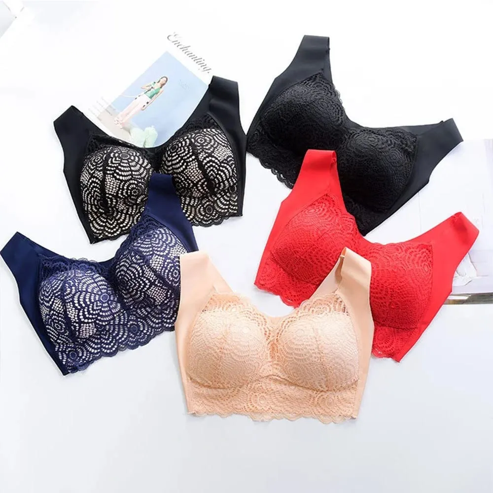 Sexy Plus Size Underwear Seamless Lace Bras Top Wireless Thin Cup Brassierer Sleep Vest Lingerie C D Cup — image 5