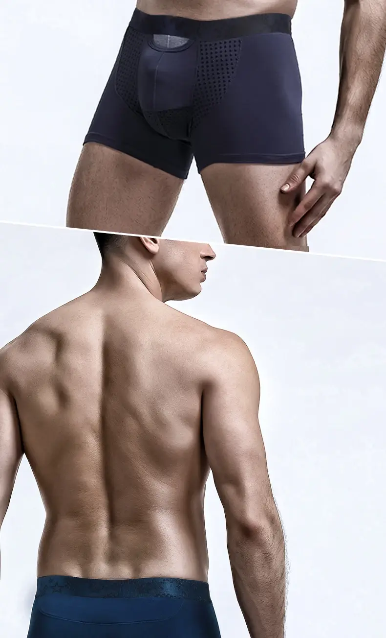 Jingsuogun Elastic Separation Underwear Men's Scrotum Support Vein Underwear Ice Silk Pouch Varicose Boxer British Sweatpants — image 13