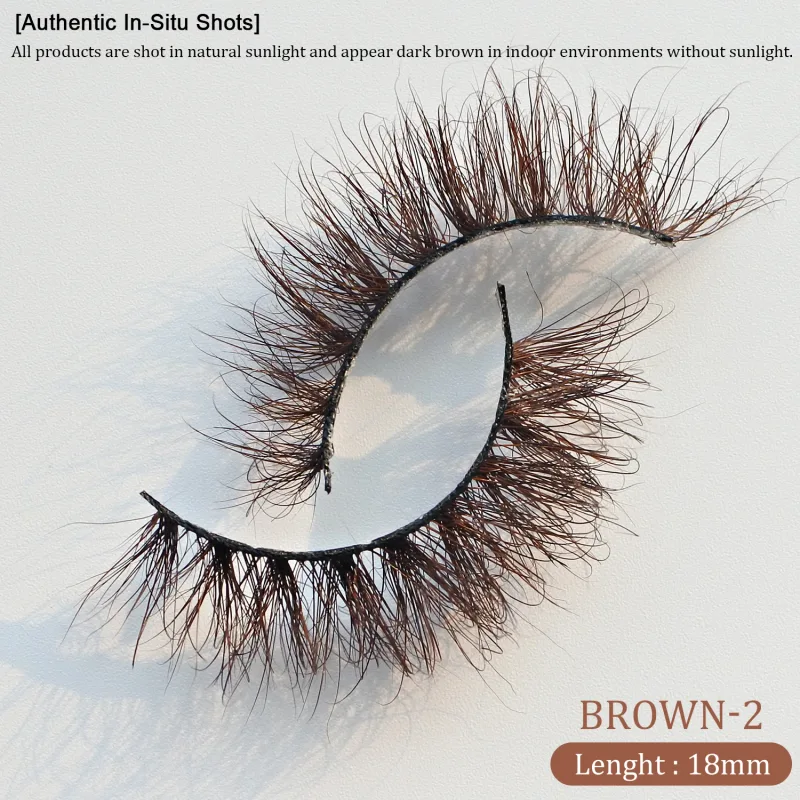 `Dark Brown 3D Mink False Eyelashes Fluffy Wispy Volume Strip Lashes Soft Handmade Brown Mink Lashes Natural Makeup Eye Beauty T — image 11