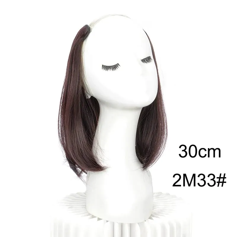 20/30cm sintético curto reto fivela interna em forma de v meia cabeça extensão do cabelo invisível peruca para mulher — image 10