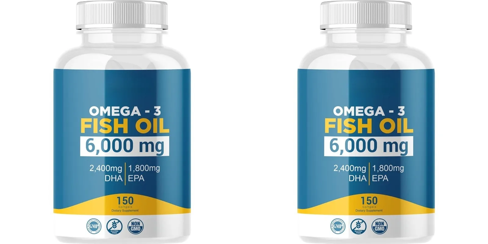 Omega 3 Softgels de óleo de peixe Suplemento diário de alta potência EPA DHA para adultos apoia a saúde imunológica das articulações 150 Softgels não OGM