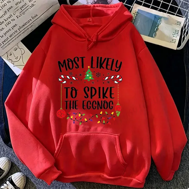 Mest sannolikt till jul Familj Luvtröjor Rolig Slogan Grupp Tröjor Xmas Pepparkakor Man Tryck Huva Luvtröja Holiday Party Topp — image 12
