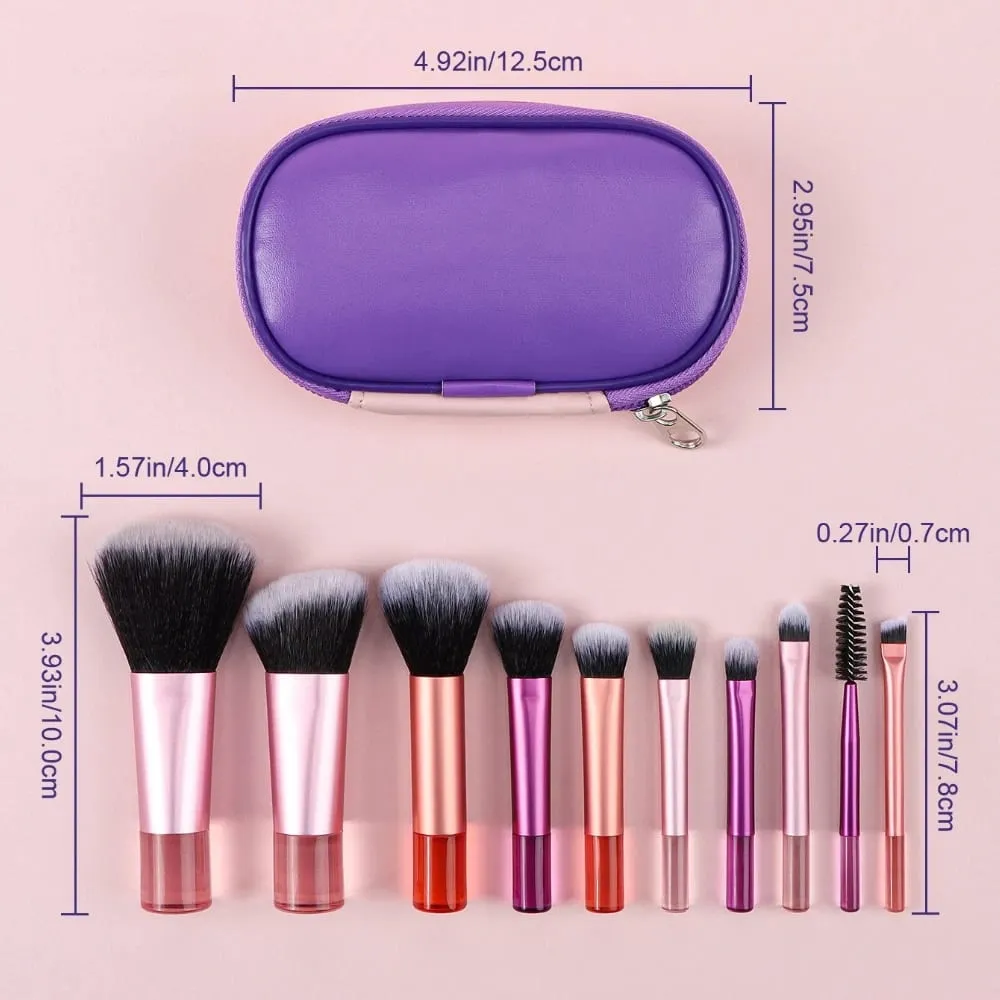 10pcs Makeup Brush Sets Plastic Mini with Bag Multifunctional Makeup Brush Travel Portable Makeup Tool — image 4
