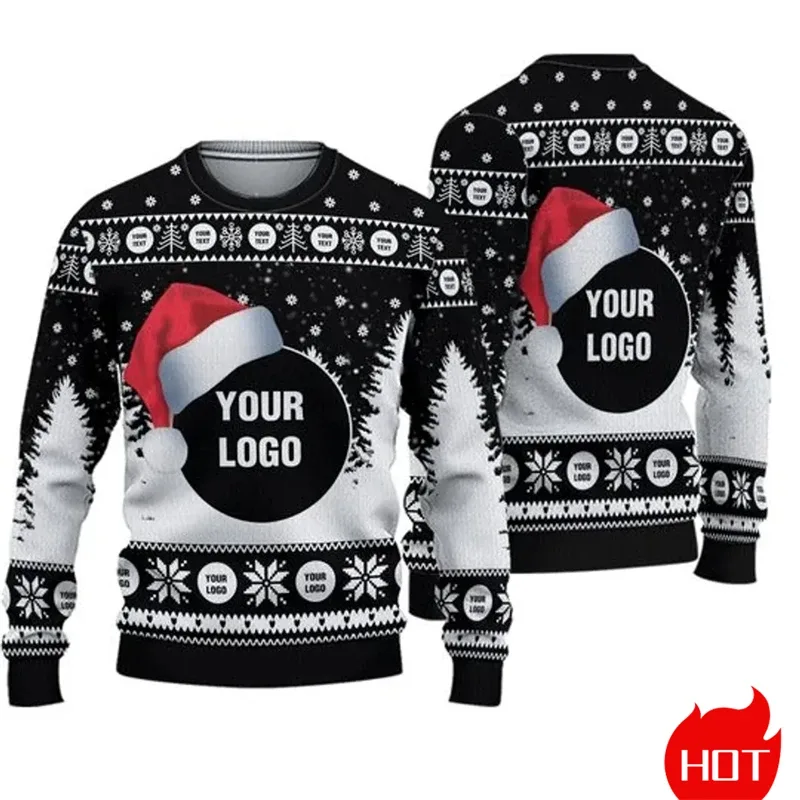 Custom Logo 3D Printed Sweatshirt Menwomen Ugly Christmas Sweater Diy Personalized Design Custom Image Pullovers Unisex Tops — image 10