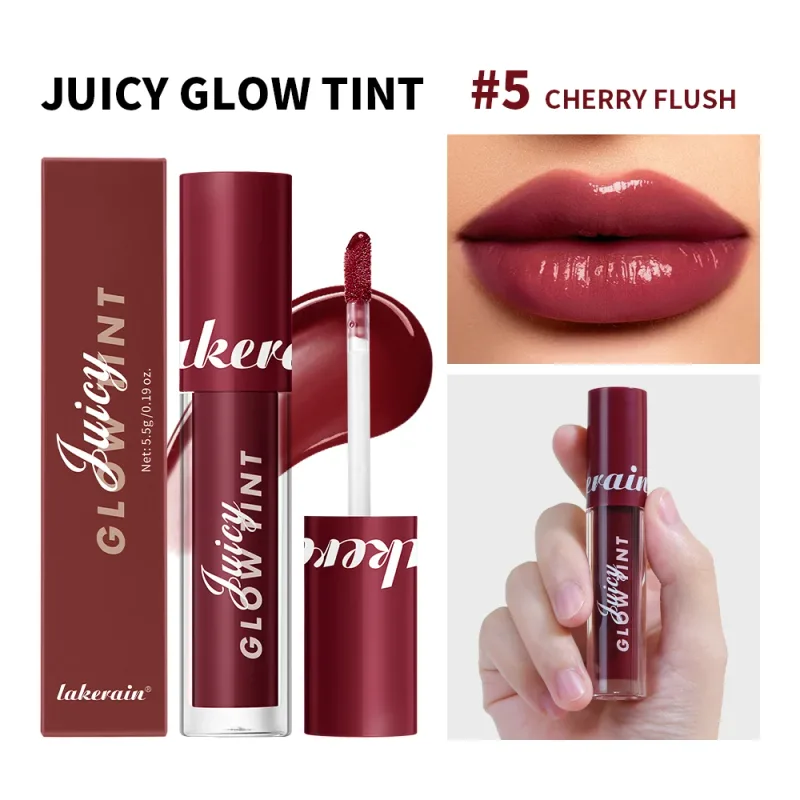Juteux lueur teinte pour les lèvres miroir brillant à lèvres hydratant en profondeur longue durée rosée hydratant Non collant haute brillance teinté maquillage pour les lèvres
