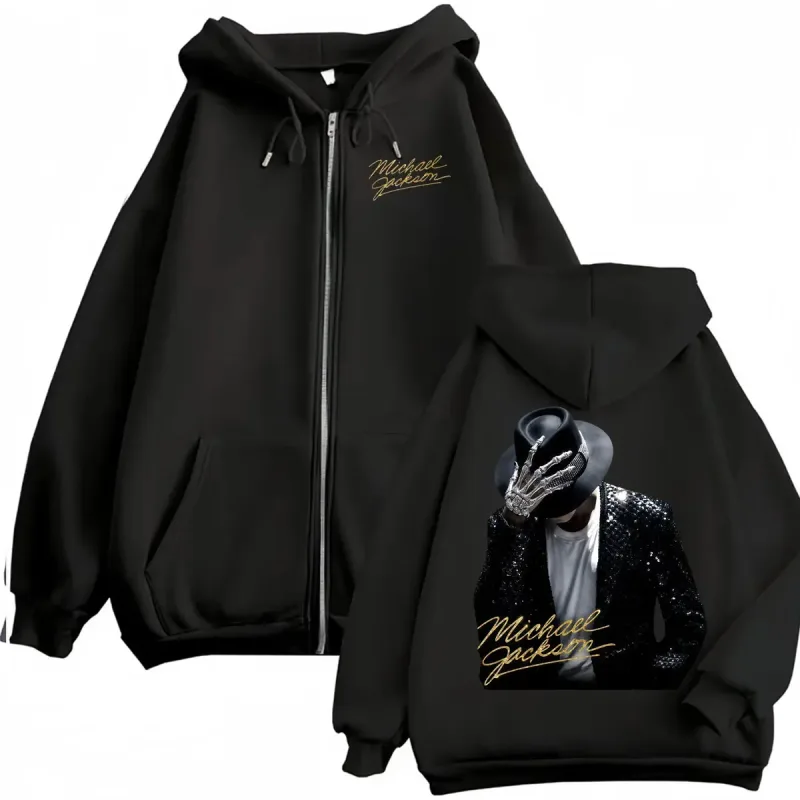 King of Pop Michael Jackson Bad Era Zipper Hoodie Men Women Harajuku Streetwear Jacket Sweatshirt Fleece Casual Zip Up Pullovers — image 23