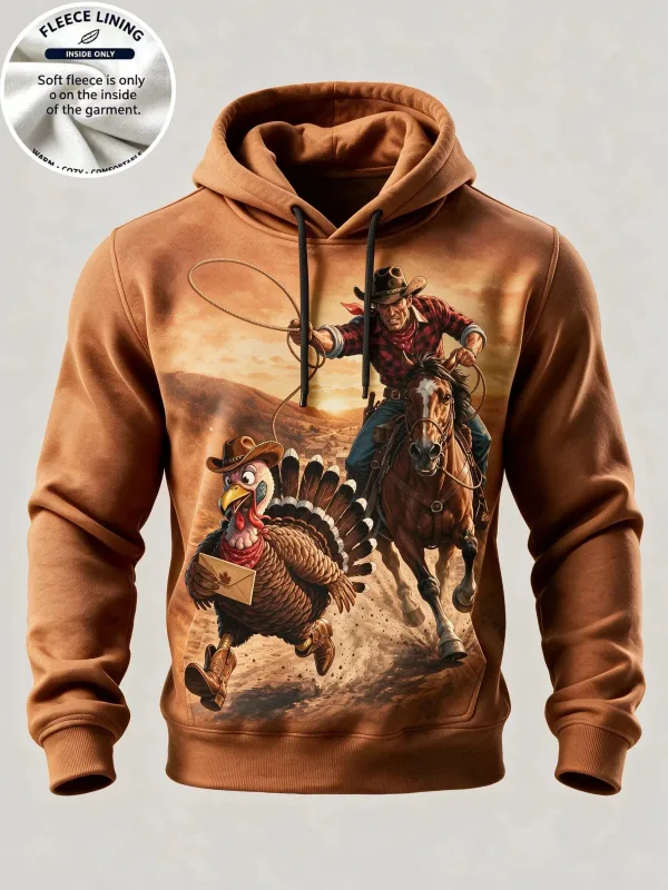 3D Print Thanksgiving Fleece Hoodie Turkey Feast Dinner Full Print Pullover Long Sleeve Kangaroo Pocket Holiday Sweatshirt — image 5