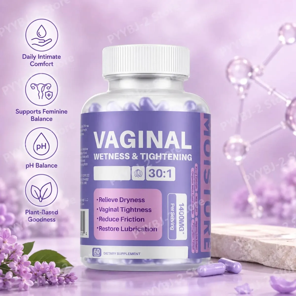 Women Vaginal Tightening Capsule Contain Maca Root & Fenugreek Support Elasticity PH Balance and Intimate Dryness Relief 60count — image 1