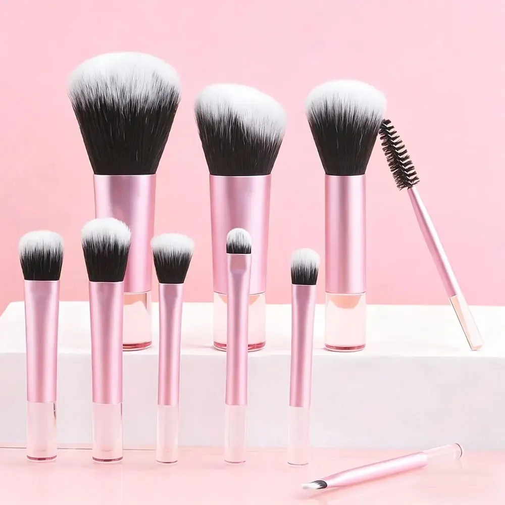 10 Piece Mini Portable Makeup Brush Set a Travel Essential Multi Functional Soft Bristle Brushes with Included Storage Pouch — image 2