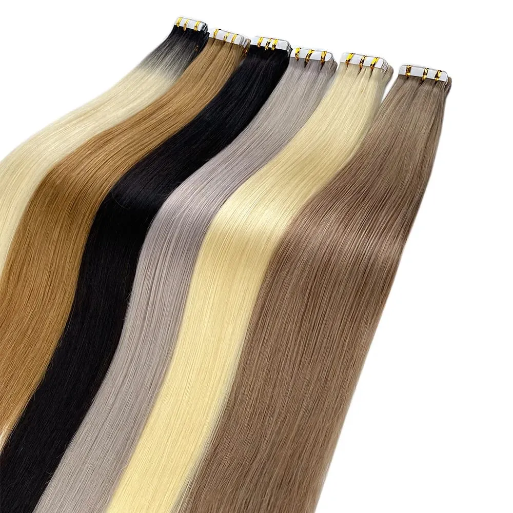 Full Shine Tape In 100% Remy Human Hair Straight Double Sided Blonde Comfortable Silky Natural Tape Ins For Women — image 5