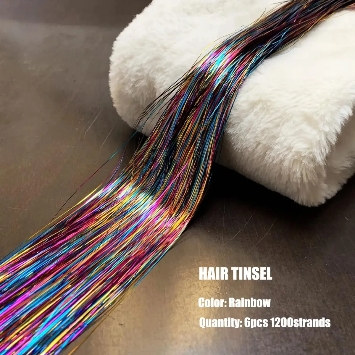 Hair Tinsel Kit 6 Pcs 2000 Strands Silver Tinsel Hair Extensions Fairy Hair Tinsel Heat Resistant Sparkly Shiny Synthetic Hair — image 3