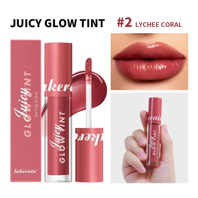 Juteux lueur teinte pour les lèvres miroir brillant à lèvres hydratant en profondeur longue durée rosée hydratant Non collant haute brillance teinté maquillage pour les lèvres