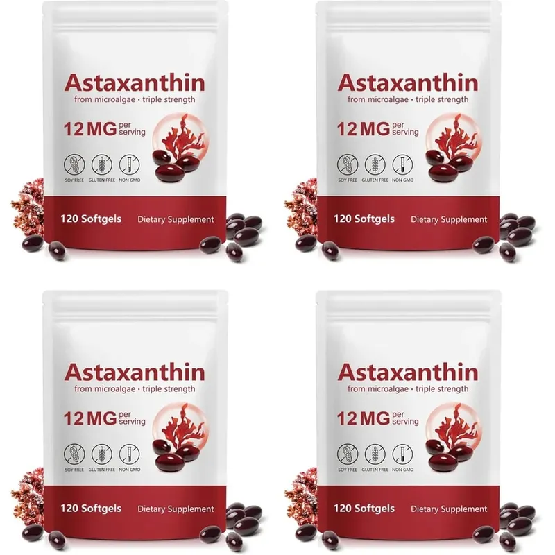 Astaxanthin Softgels 12 Mg From Microalgae Triple Strength Antioxidant Support for Skin Aging Eye Health 120 Softgels — image 9
