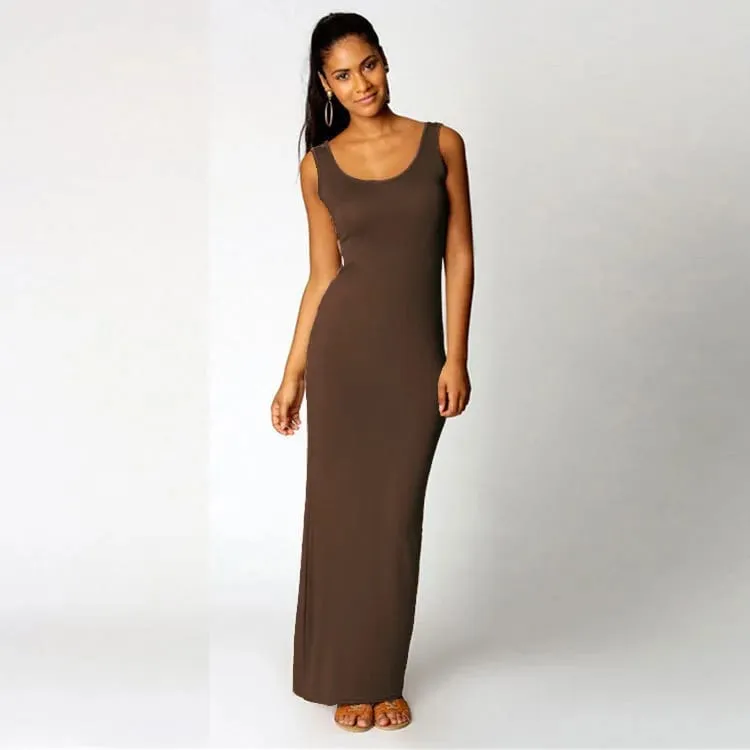 Women‘s Maxi Dress Sleeveless Bodycon Long Dress Elegant Casual Homewear Spring Summer Cool Solid-Color Dress — image 10