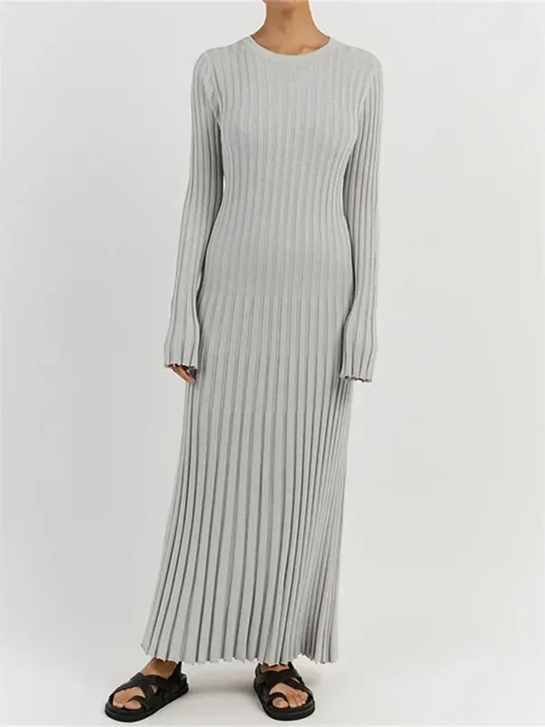 Tossy vestido feminino de malha com cadarço, maxi vestido outono cintura alta moda patchwork manga comprida solto vestido sólido bandagem vestido de malha — image 12