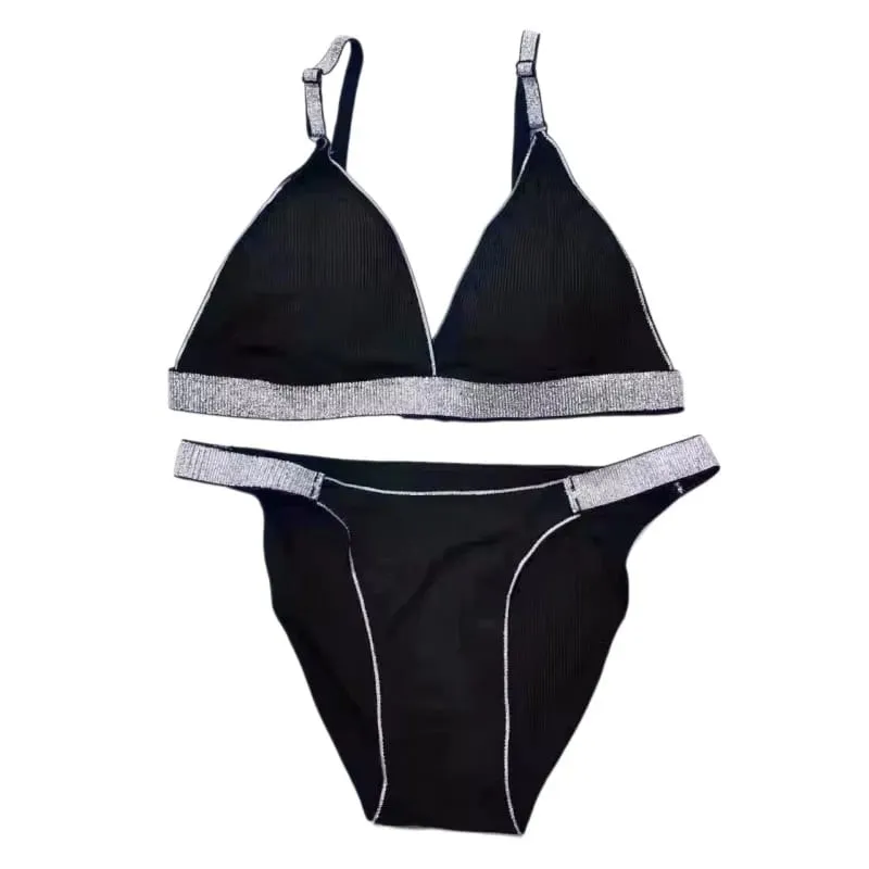 Women Wirefree Bra at Panties Set Padded Bralette Low Rise Bikini Briefs Sexy Lingerie Set Soft Comfy Daily Wear Underwear — image 6