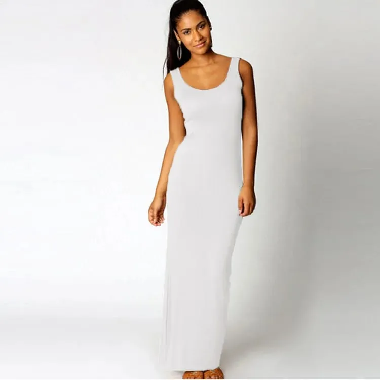 Women‘s Maxi Dress Sleeveless Bodycon Long Dress Elegant Casual Homewear Spring Summer Cool Solid-Color Dress — image 15