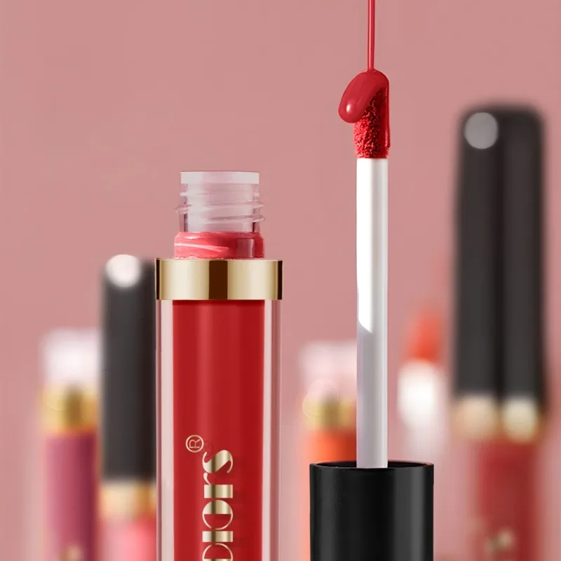 Pasform Farver Langtidsholdbar mat læbestift Non Stick fugtgivende lipgloss Vandtæt makeup læbeglasur Sexede lilla røde læbestifter — image 3