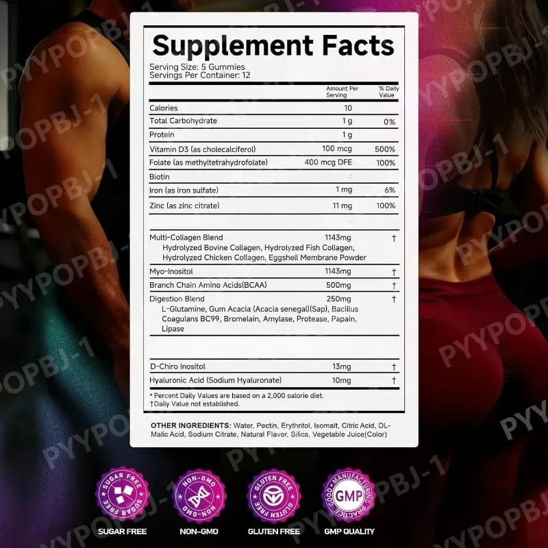 Creatine Monohydrate Gummies 60 Count with Collagen Biotin Vitamin D3 & Hyaluronic Acid for Daily Pre & Post Workout Recovery — image 7