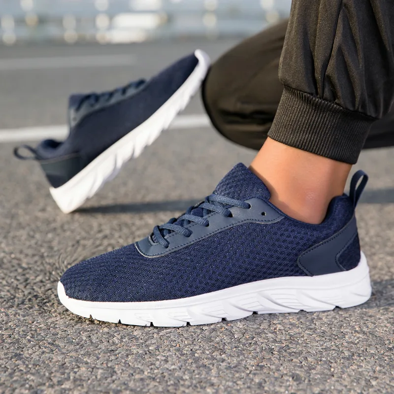 Chaussures de Sport noires solides pour hommes, tige en maille creuse, semelle légère antidérapante, entraînement décontracté, voyage quotidien, Sport de plein air
