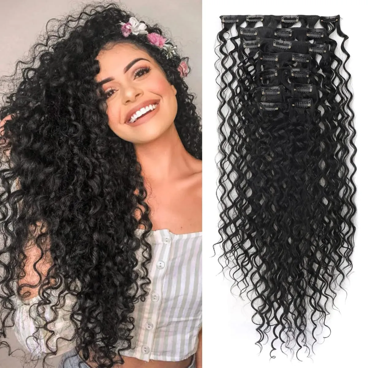 Synthetic Long Loose Curly Hair Extensions 9pcs/set Clip-in Hair Increase Hair Volume Daily Use