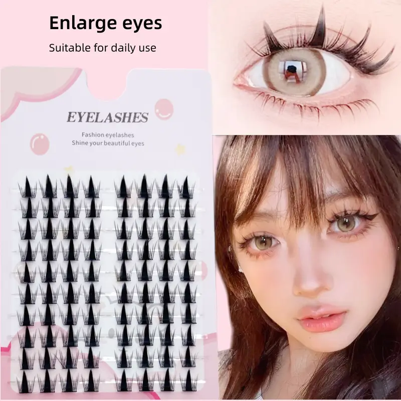 Doll & Cat Eye Style Cluster Eyelash Extensions Reusable Beginner-Friendly Large Capacity Natural Look