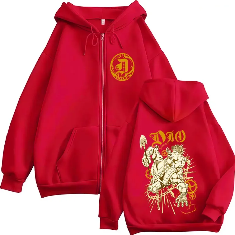 Anime Jojo Bizarre Adventure Dio Brando Zipper Hoodies Men's Women Zip Up Hooded Sweatshirts Fashion Jackets Coats Streetwear — image 5