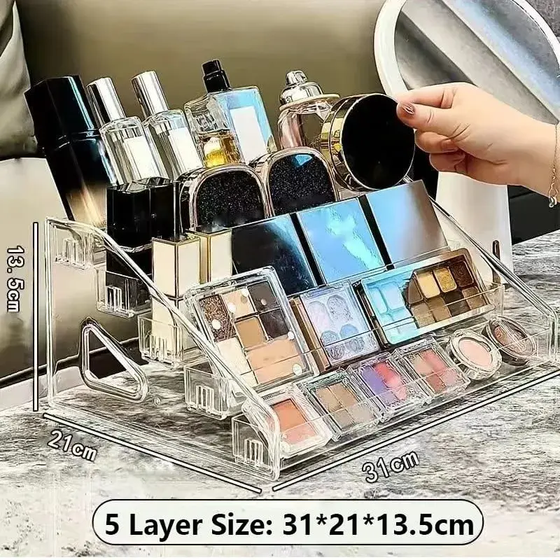 Transparent Cosmetic Organizer Display Case Multi-Layer Makeup Brushes Lipsticks Jewelry Hairpin Storage Rack Desktop Holder — image 9