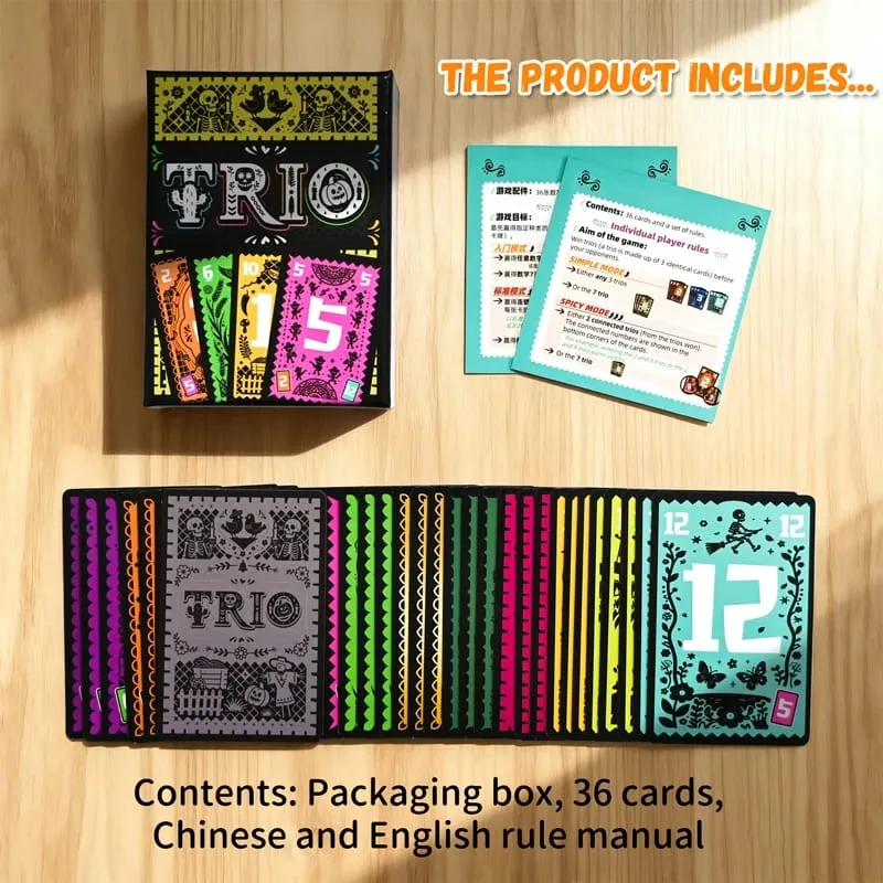 Trio Memory Challenge Bilingual Strategic Card Game Brain Training Activity for Family Party Group Fun Board Game Toys — image 5